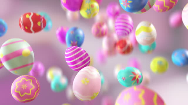 Easter eggs jumping in slow motion 4K