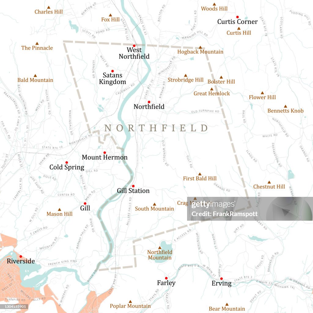 MA Franklin Northfield Vector Road Map