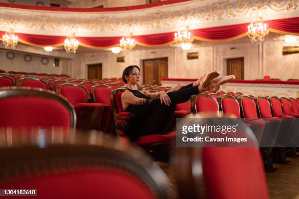 ballerina waiting for show in theater - ballet dancers russia stock pictures, royalty-free photos & images