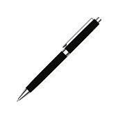 Automatic spring ballpoint pen in black case. Vector illustration