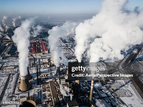 Drone Point View of Coal Fired Power Station Drone Point View of Coal Fired Power Station