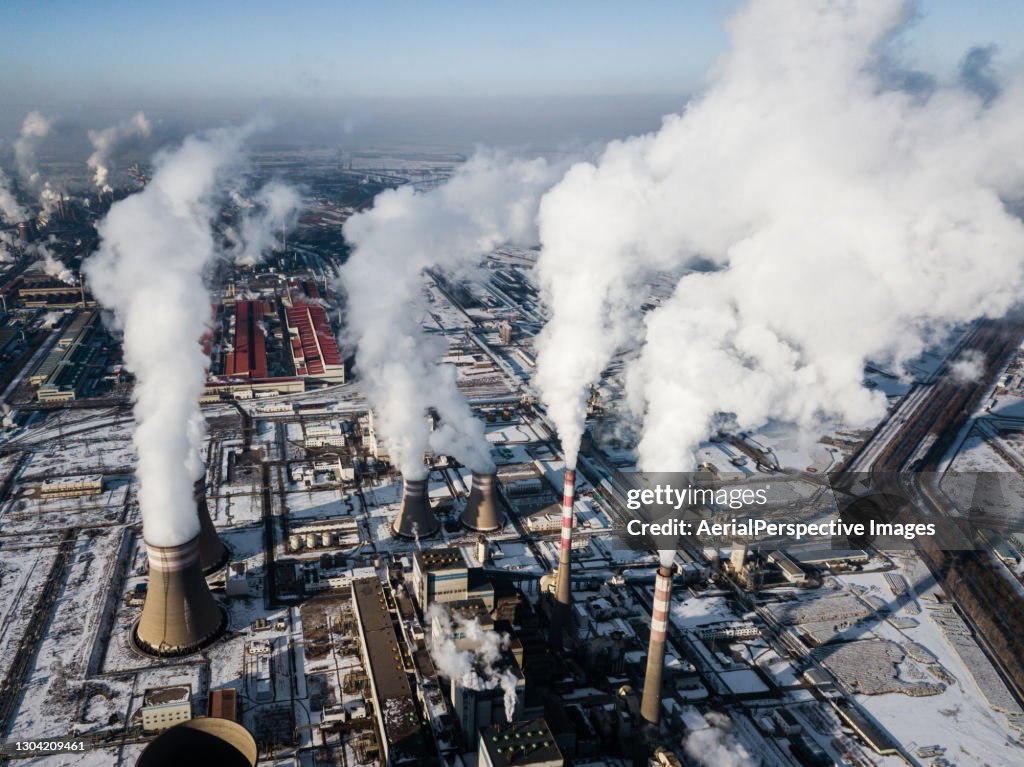 Drone Point View of Coal Fired Power Station