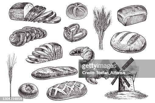 Vector tekening van bakkerijproducten Vector tekening van bakkerijproducten