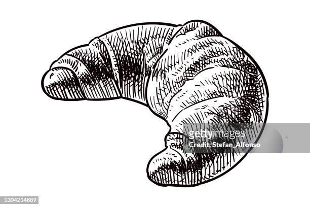 vector drawing of a croissant - croissant stock illustrations