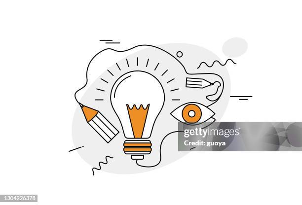 light bulb, eye creative icons - eye reflection stock illustrations