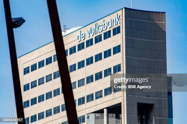 General exterior view of the head office of the Volksbank on February 25, 2021 in Utrecht, Netherlands.