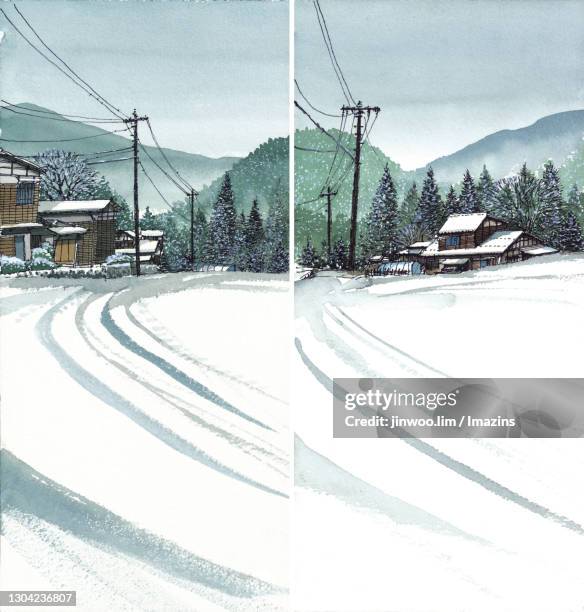 tsumago-juku, nagano, japan - nagano japan stock illustrations