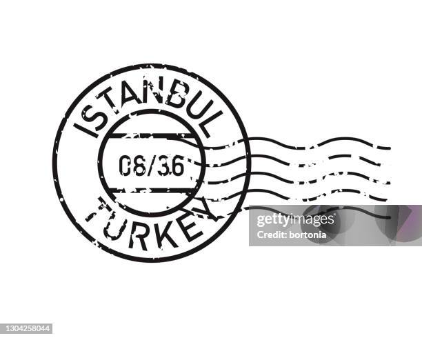 ilustrações, clipart, desenhos animados e ícones de ícone do selo de marca postal vintage - turquia