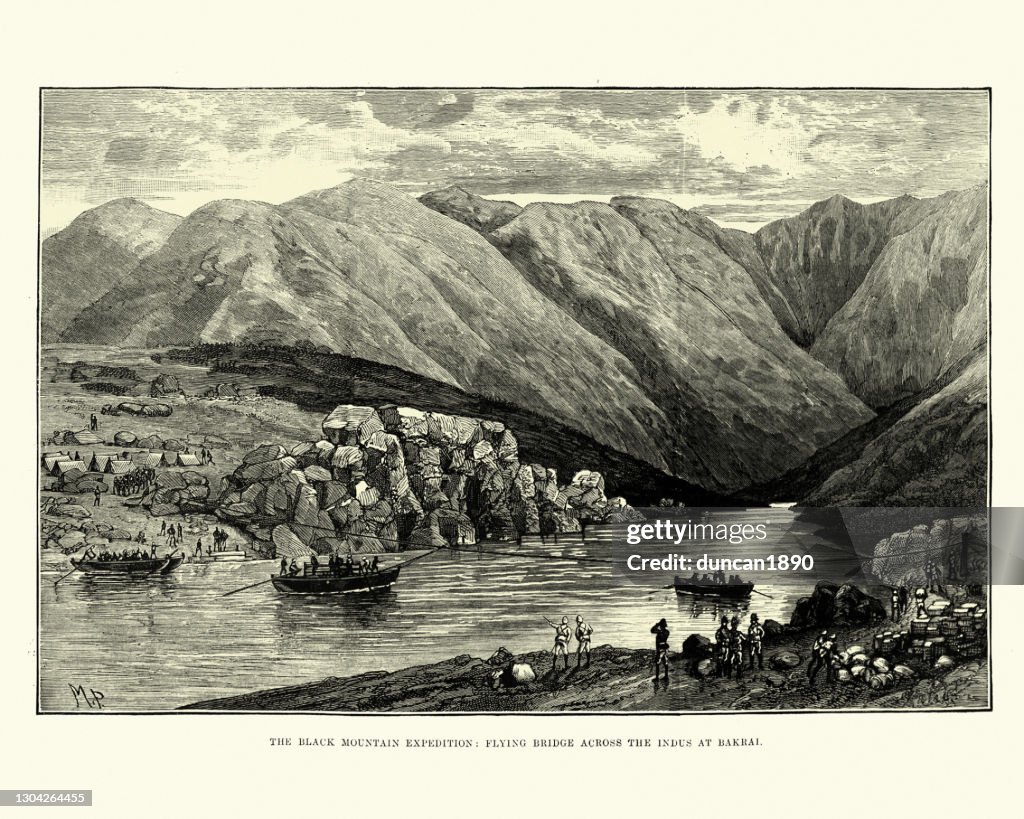 Black Mountain Expedition 1891, Bouwbrug over de Indus bij Bakrai