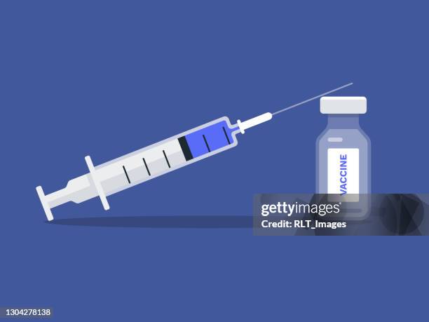 ilustrações de stock, clip art, desenhos animados e ícones de illustration of vaccine bottle and syringe - vacinação