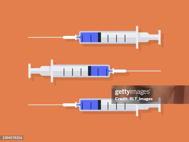 illustration of vaccine syringes - injecting stock illustrations