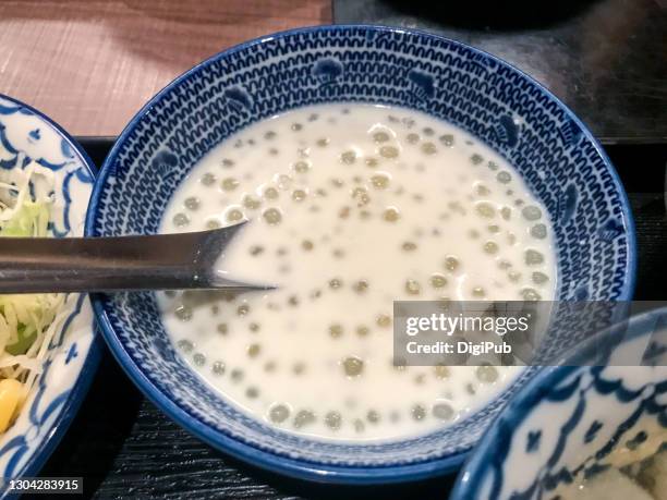 coconut tapioca, dessert for teishoku - tapioca stock pictures, royalty-free photos & images