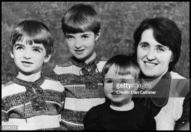 Family portrait of the Gallagher family in the mid 1970's from left to right Noel, Paul, Liam and Mum Peggy Gallagher. Noel and Liam Gallagher are...
