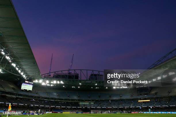 General view during the A-League match between the Melbourne Victory and Western United at Marvel Stadium, on February 27 in Melbourne, Australia.