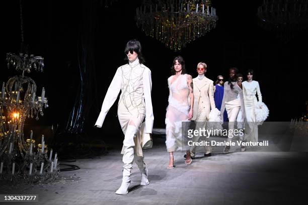 Finale at the Sportmax Fall/Winter 2021-2022 show during Milan Fashion Week on February 27, 2021 in Milano, Italy