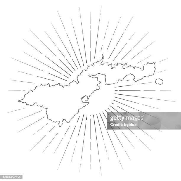 american samoa map with sunbeams on white background - american samoa map vector stock illustrations