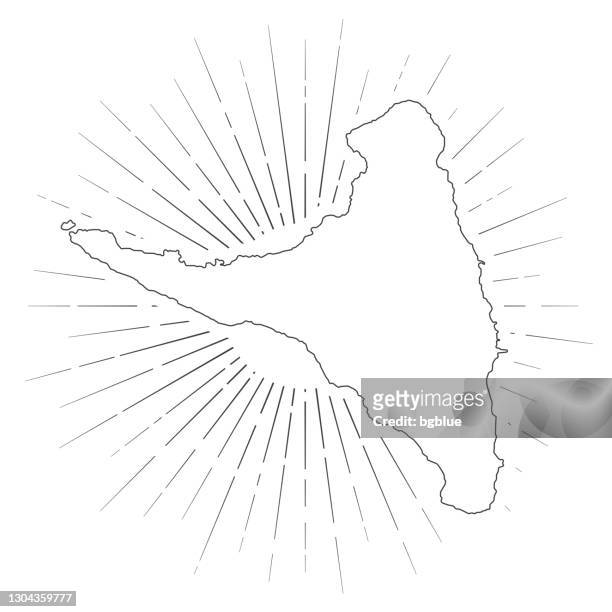 anjouan map with sunbeams on white background - anjouan island stock illustrations