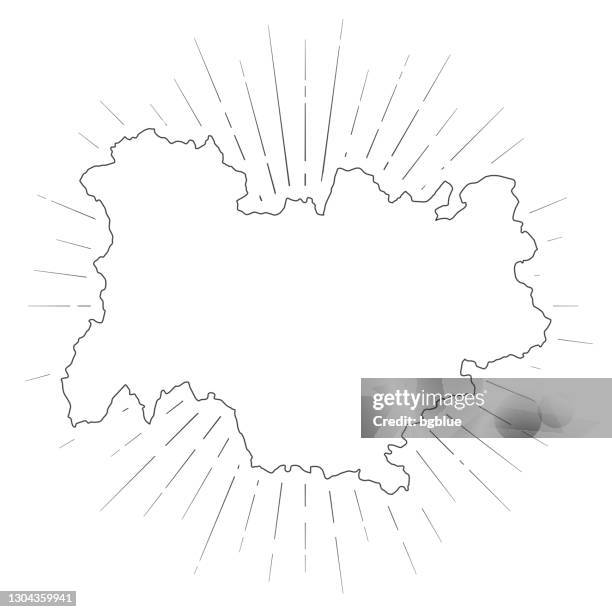 auvergne rhone alpes map with sunbeams on white background - auvergne rhône alpes stock illustrations