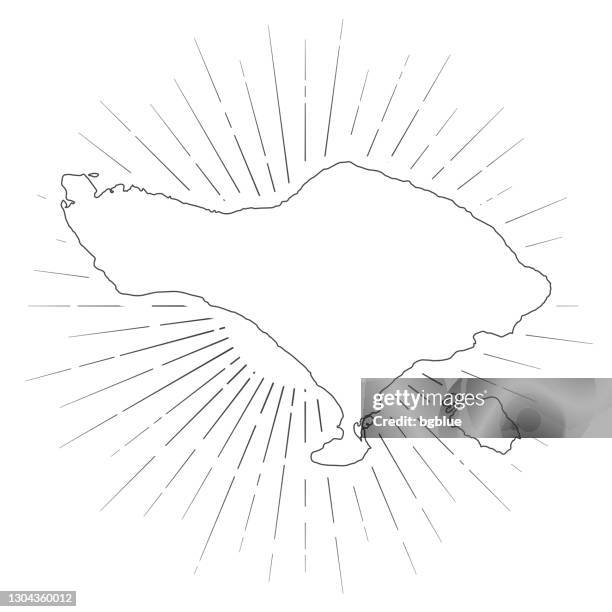 bali map with sunbeams on white background - bali stock illustrations