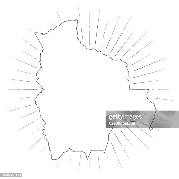 bolivia map with sunbeams on white background - sucre bolivia stock illustrations
