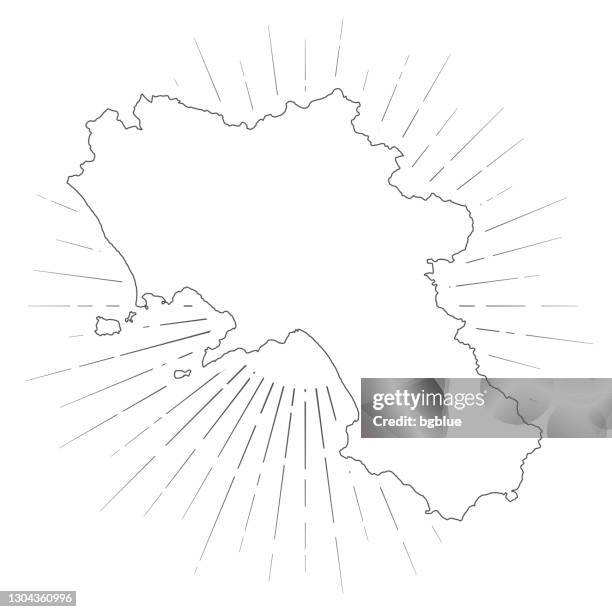 campania map with sunbeams on white background - naples stock illustrations