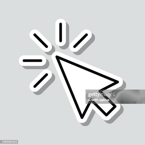 klicken. icon-aufkleber auf grauem hintergrund - computer part stock-grafiken, -clipart, -cartoons und -symbole