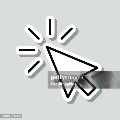Klik. De sticker van het pictogram op grijze achtergrond Klik. De sticker van het pictogram op grijze achtergrond