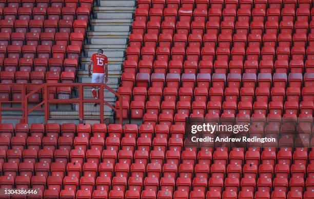 Darren Pratley of Charlton Athletic is pictured after being sent off during the Sky Bet League One match between Charlton Athletic and Blackpool at...