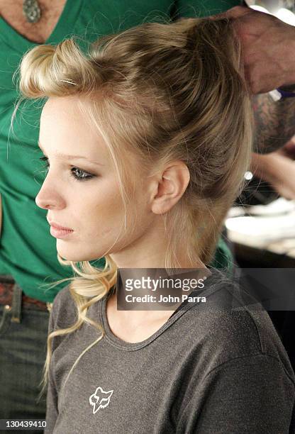 Model backstage at Rolling with Style Gala during Mercedes-Benz Fashion Week Fall 2007 - Rolling with Style Gala - Backstage at Cipriani in New York...