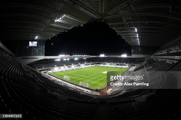 General view inside the stadium prior to the Premier League match between Newcastle United and Wolverhampton Wanderers at St. James Park on February...