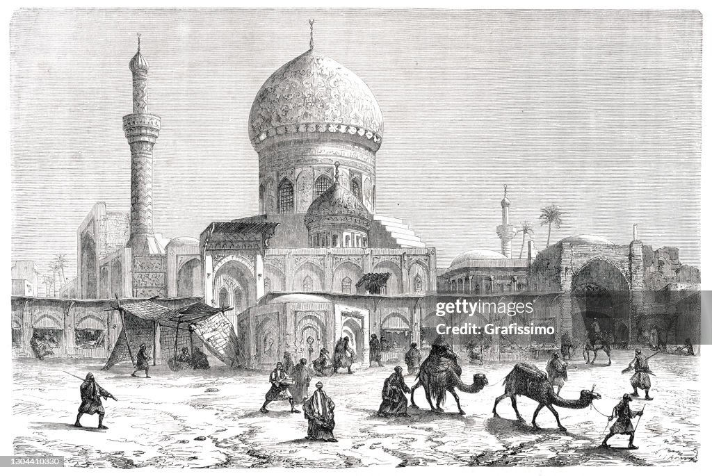 Marketplace with Grand Mosque Ahmet-Khiaia in Baghdad 1861