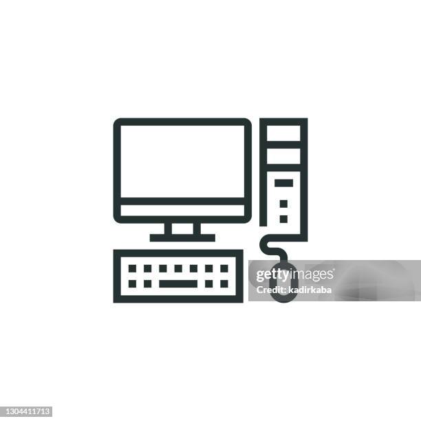 computer line icon - computer keyboard stock illustrations