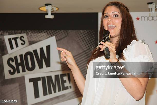 Winner Amanda Zuckerman performs at the Sing For Your Tickets Tony Awards Talent Competition at Macy's Herald Square on June 5, 2009 in New York City.