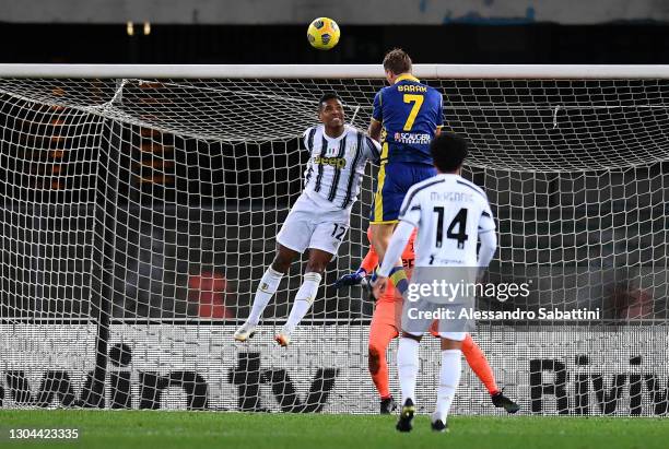 Antonin Barak of Hellas Verona scores their side's first goal during the Serie A match between Hellas Verona FC and Juventus at Stadio Marcantonio...