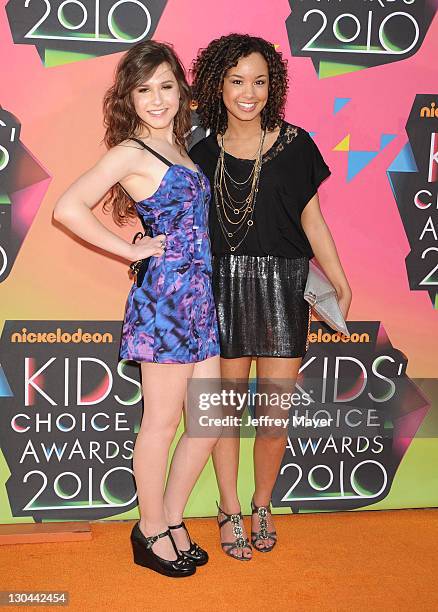 Actresses Erin Sanders and Savannah Jayde arrive at Nickelodeon's 23rd Annual Kid's Choice Awards at Pauley Pavilion on March 27, 2010 in Los...