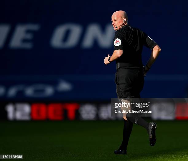 Lee Mason, match referee looks back during the Premier League match between West Bromwich Albion and Brighton & Hove Albion at The Hawthorns on...