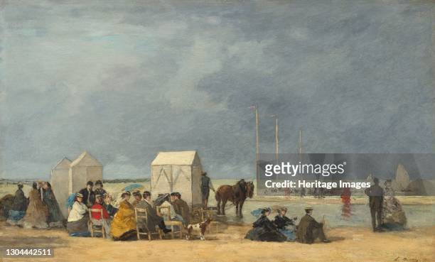 Bathing Time at Deauville, 1865. Artist Eugene Louis Boudin.