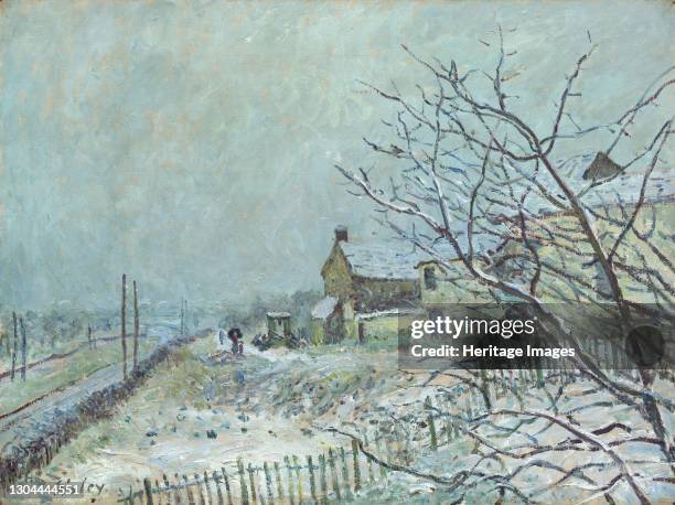 First Snow at Veneux-Nadon, 1878. Artist Alfred Sisley.