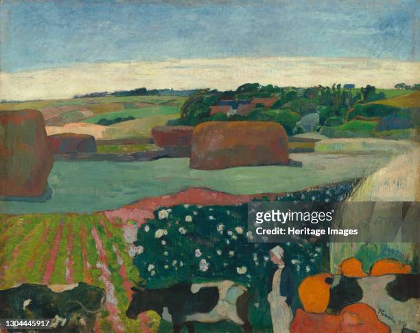 Haystacks in Brittany, 1890. Artist Paul Gauguin.