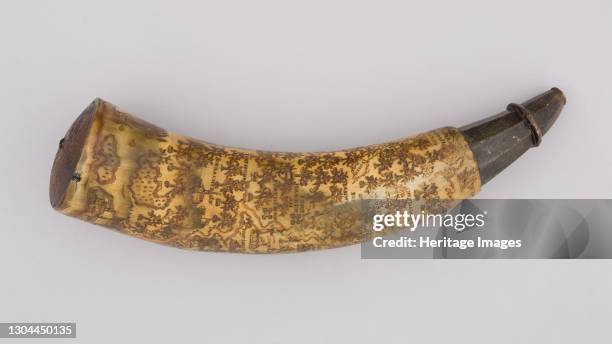 Powder Horn, Colonial American, dated 1759. Artist Unknown.