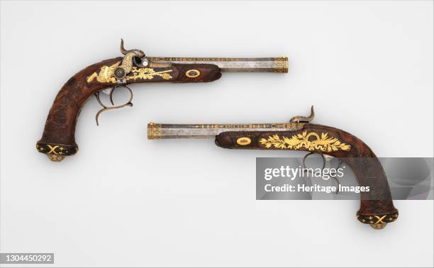 Cased Pair of Percussion Target Pistols with Loading and Cleaning Accessories, Made for Henri Charles Ferdinand Marie Dieudonné d'Artois, Duke of...