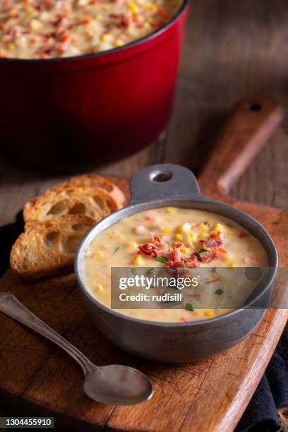 corn chowder - comfort food imagens e fotografias de stock