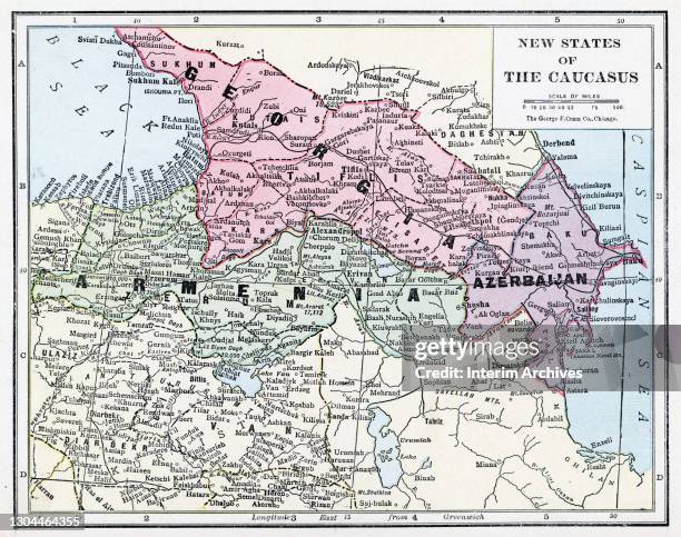 Color map of the new states of the Caucasus, Georgia, Armenia, and Azerbaijan, 1922.