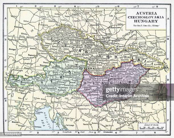 Color map of Austria, Czechoslovakia, and Hungary, 1922.