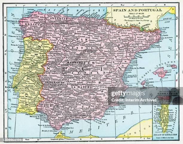 Color map of Spain and Portugal, 1922.