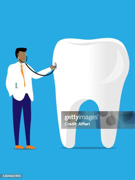 examining tooth - man brushing teeth stock illustrations