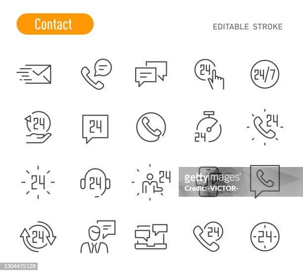 contact icons set - line series - editable stroke - contact lens illustration stock illustrations
