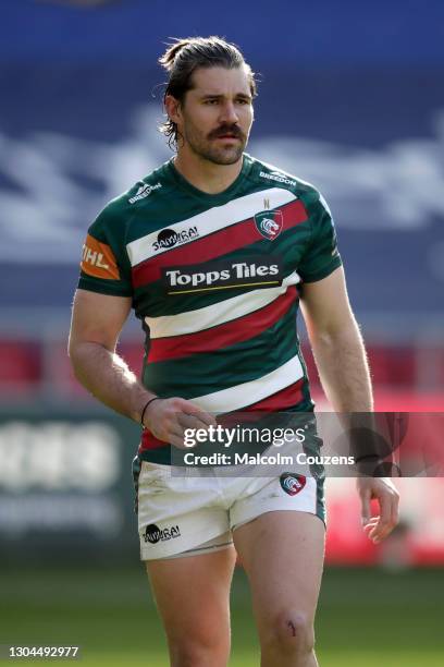 Kobus van Wyk of Leicester Tigers looks on during the Gallagher Premiership Rugby match between Bristol and Leicester Tigers at Ashton Gate on...