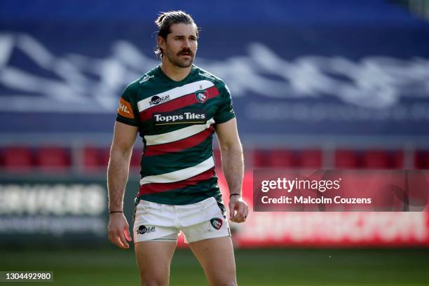 Kobus van Wyk of Leicester Tigers looks on during the Gallagher Premiership Rugby match between Bristol and Leicester Tigers at Ashton Gate on...