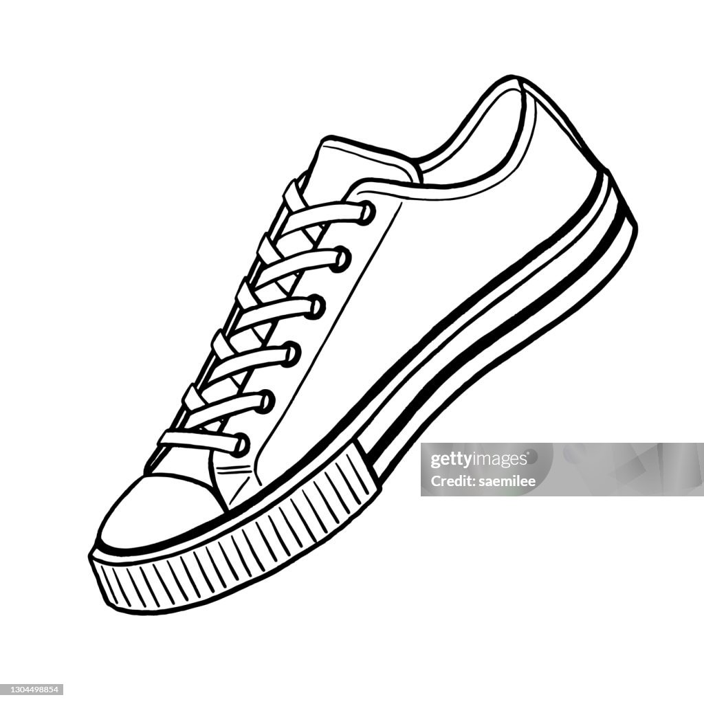 Dibujo De Zapatos De Zapatillas Deportivas Ilustración de stock - Getty  Images